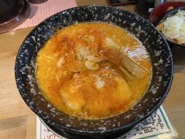 浅川商店 で 辛味噌らーめん ミニもつ煮めしセット を食す。前橋市上佐鳥町、田んぼの中の交差点角で営業。